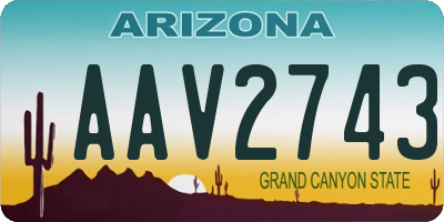 AZ license plate AAV2743