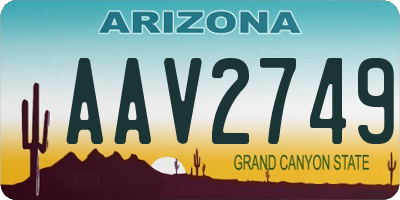 AZ license plate AAV2749