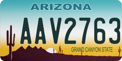 AZ license plate AAV2763