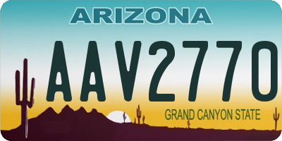 AZ license plate AAV2770