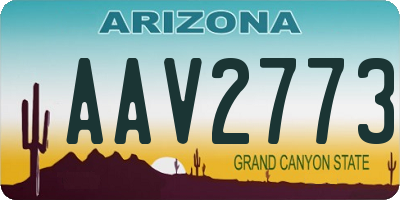 AZ license plate AAV2773