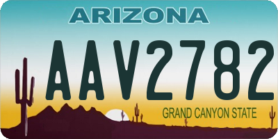 AZ license plate AAV2782