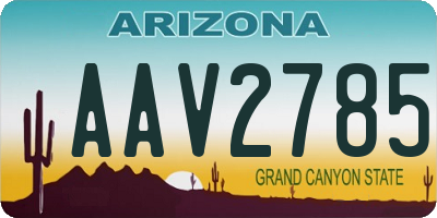 AZ license plate AAV2785