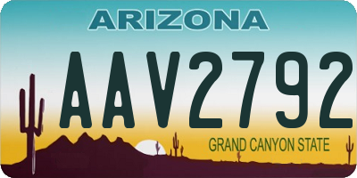 AZ license plate AAV2792