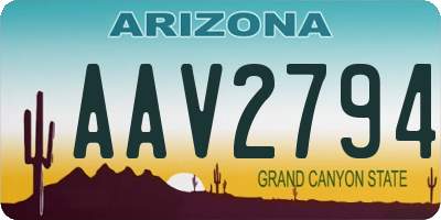 AZ license plate AAV2794