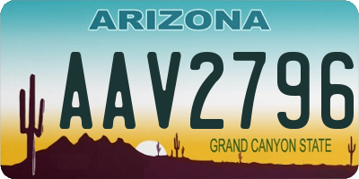 AZ license plate AAV2796