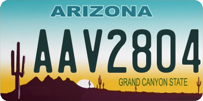 AZ license plate AAV2804