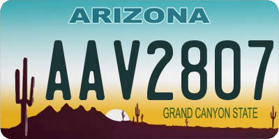 AZ license plate AAV2807
