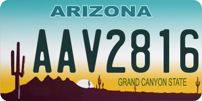 AZ license plate AAV2816