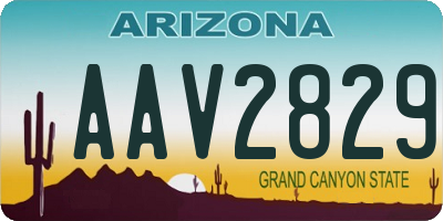 AZ license plate AAV2829