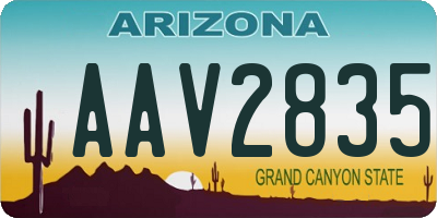 AZ license plate AAV2835