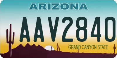 AZ license plate AAV2840
