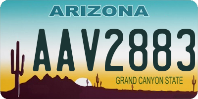 AZ license plate AAV2883