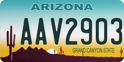 AZ license plate AAV2903