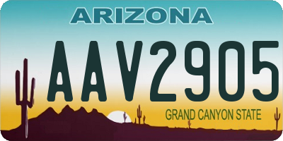 AZ license plate AAV2905