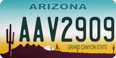 AZ license plate AAV2909
