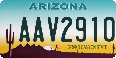 AZ license plate AAV2910