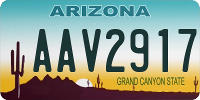 AZ license plate AAV2917