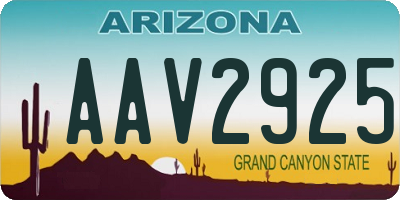 AZ license plate AAV2925