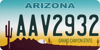 AZ license plate AAV2932