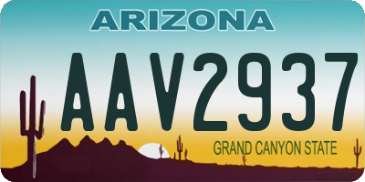 AZ license plate AAV2937