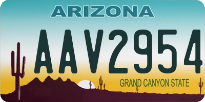 AZ license plate AAV2954