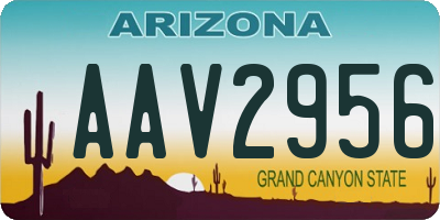 AZ license plate AAV2956