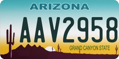 AZ license plate AAV2958