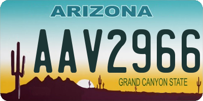 AZ license plate AAV2966
