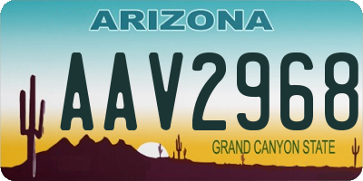 AZ license plate AAV2968