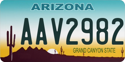 AZ license plate AAV2982