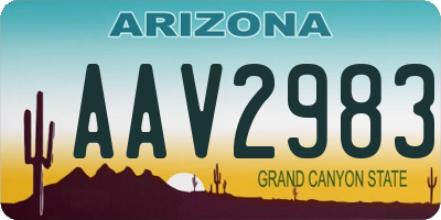 AZ license plate AAV2983