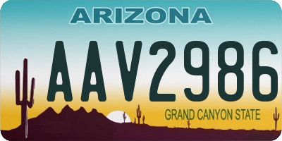 AZ license plate AAV2986