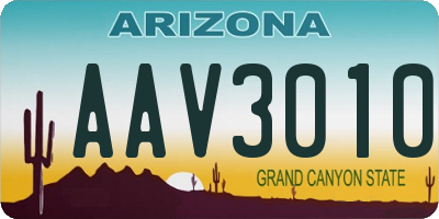 AZ license plate AAV3010