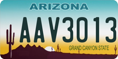 AZ license plate AAV3013