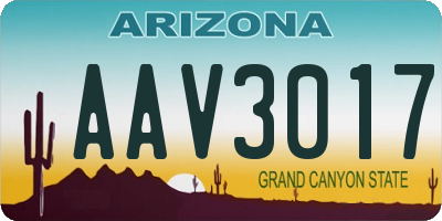 AZ license plate AAV3017