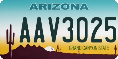 AZ license plate AAV3025