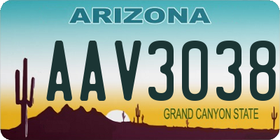 AZ license plate AAV3038