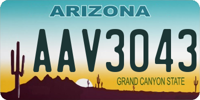 AZ license plate AAV3043