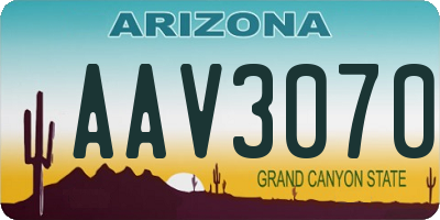 AZ license plate AAV3070