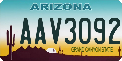 AZ license plate AAV3092
