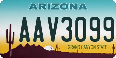 AZ license plate AAV3099