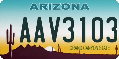 AZ license plate AAV3103