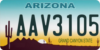 AZ license plate AAV3105