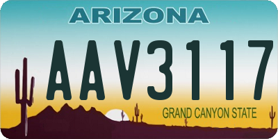 AZ license plate AAV3117