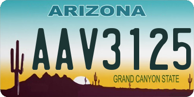 AZ license plate AAV3125