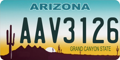 AZ license plate AAV3126