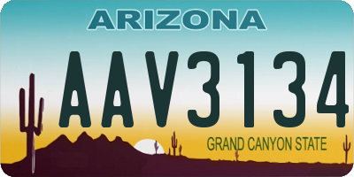 AZ license plate AAV3134