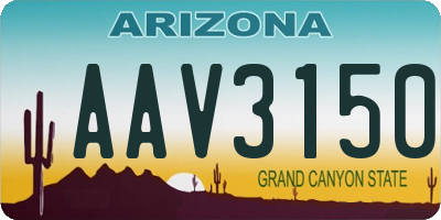AZ license plate AAV3150