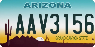 AZ license plate AAV3156